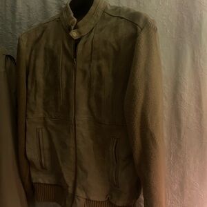 Ambiance Vintage Suede Bomber Jacket - Tan